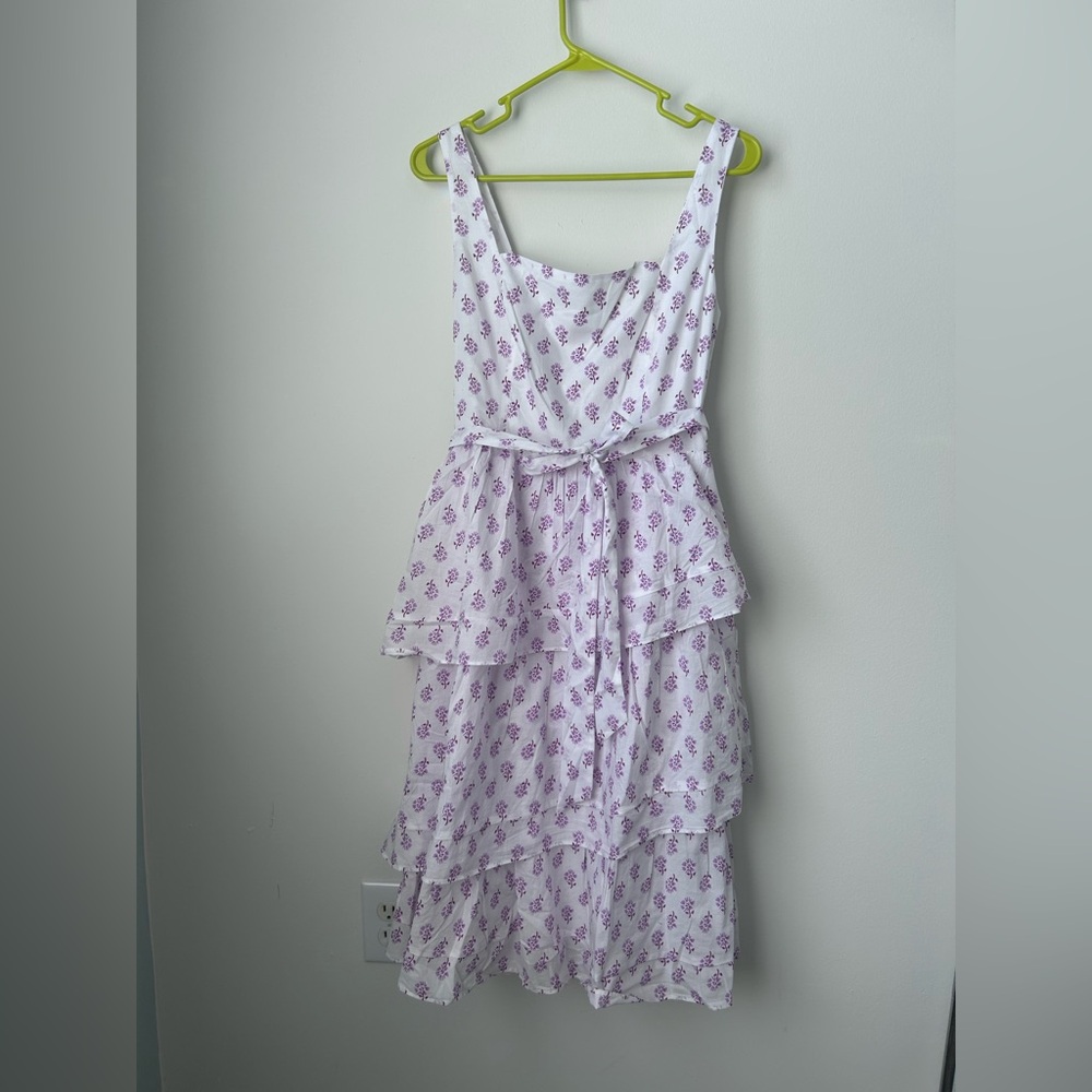 J. Crew Factory White & Purple Floral Pattern Dress, size 6